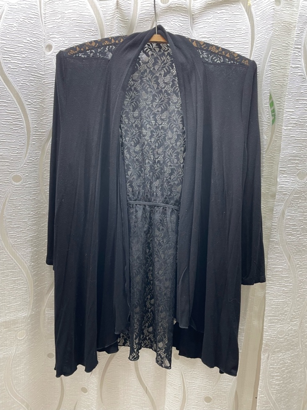 Eclipse Open Front Cardigan Womens Large Black Excellent Lace Back Long Sleeve‎
